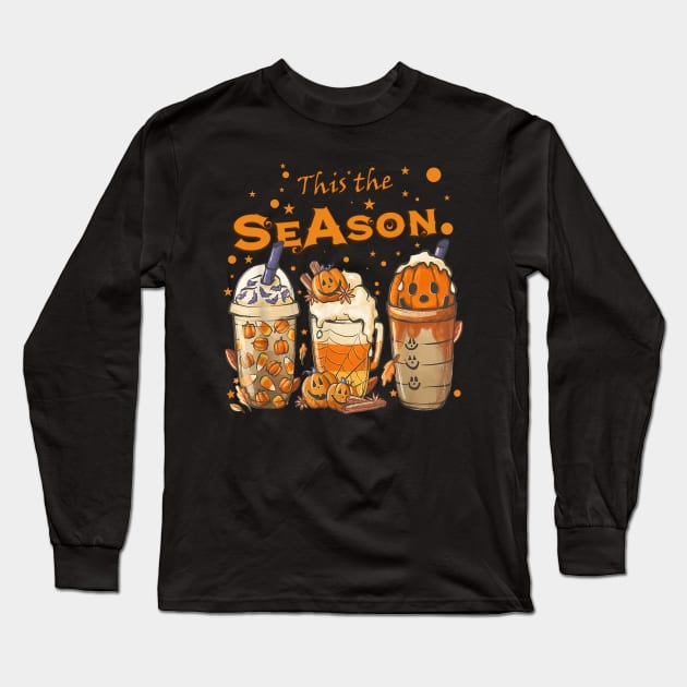 Tis The Season Pumpkin Spice Latte Halloween Herbst Kaffee Long Sleeve T-Shirt by Giftyshoop